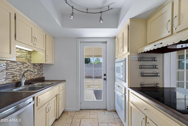 1215 E Geneva Dr, Tempe, AZ 85282 - kitchen featuring stainless steel dishwasher, black electric stovetop, built in microwave, oven, and a sink