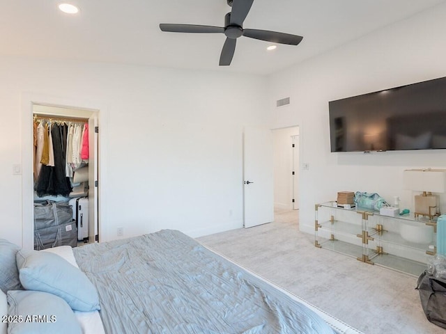 4748 E Redfield Rd, Phoenix, AZ 85032 - carpeted bedroom featuring a walk in closet, recessed lighting, baseboards, and a ceiling fan