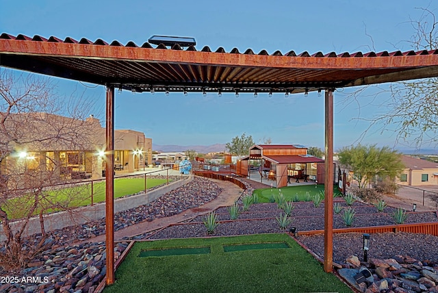 view of yard with a gazebo and fence