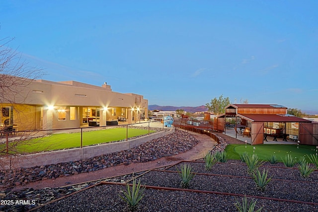 view of yard with a gazebo, a patio area, and fence