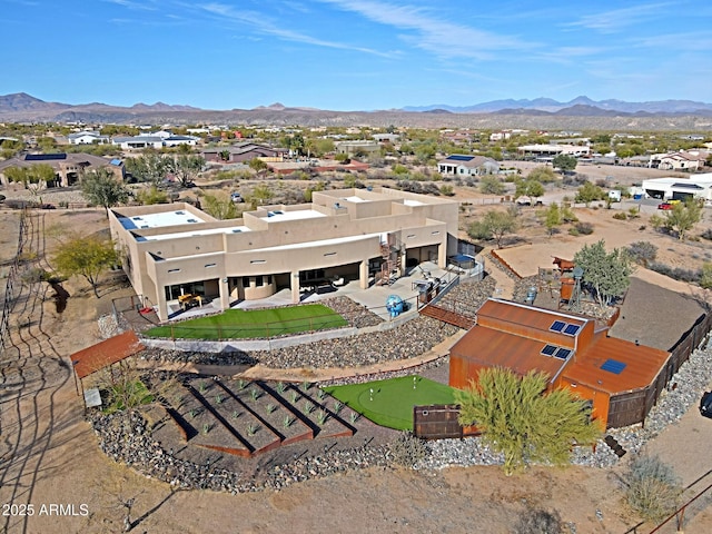 aerial view with a mountain view