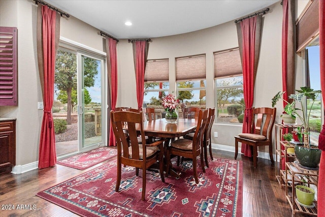 dining room with dark wood-type flooring