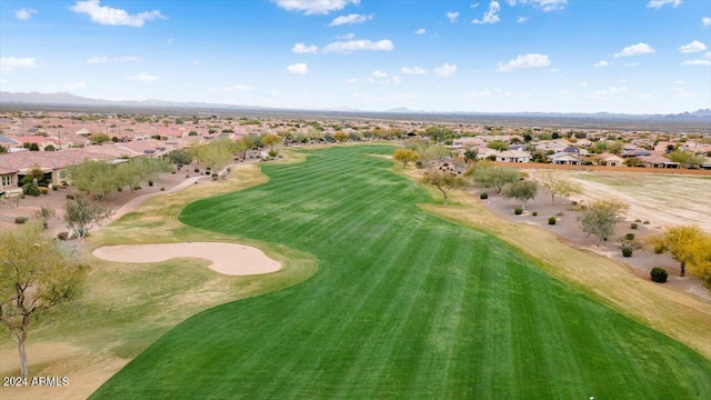 birds eye view of property featuring a mountain view