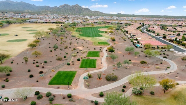 drone / aerial view featuring a mountain view