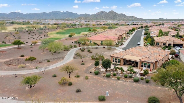 drone / aerial view featuring a mountain view