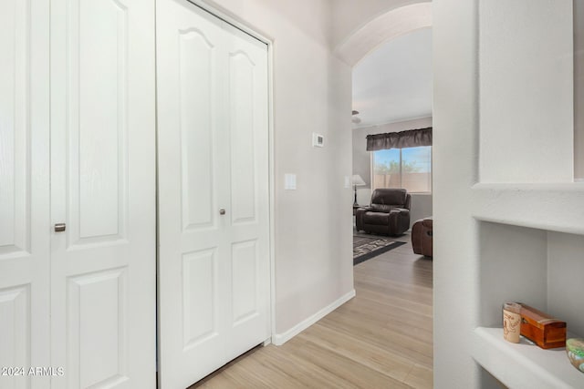 hall featuring light wood-type flooring