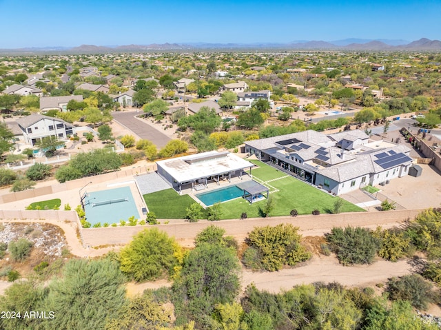 bird's eye view with a residential view and a mountain view