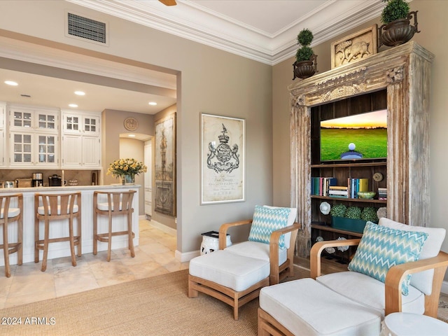 40 Biltmore Est, Phoenix, AZ 85016 - sitting room featuring visible vents, recessed lighting, light tile patterned flooring, crown molding, and baseboards