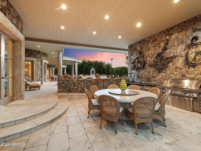 40 Biltmore Est, Phoenix, AZ 85016 - dining room featuring recessed lighting, wood ceiling, and stone tile floors