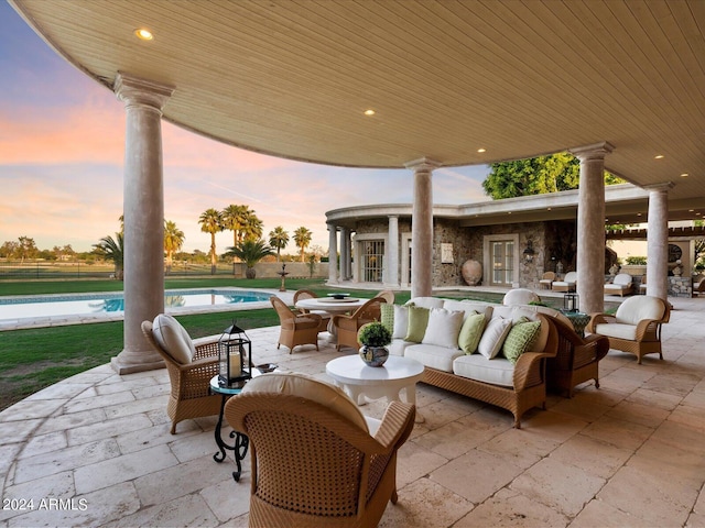 40 Biltmore Est, Phoenix, AZ 85016 - view of patio with a fenced in pool, french doors, and an outdoor hangout area