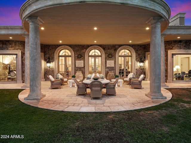 40 Biltmore Est, Phoenix, AZ 85016 - patio terrace at dusk featuring french doors