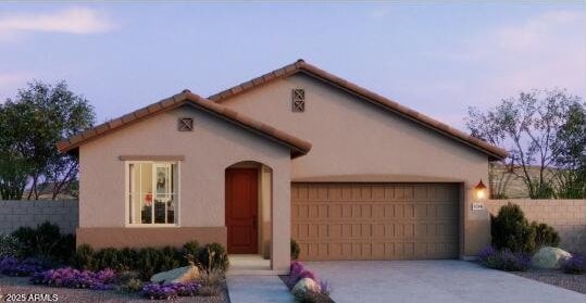 view of front of house with a garage