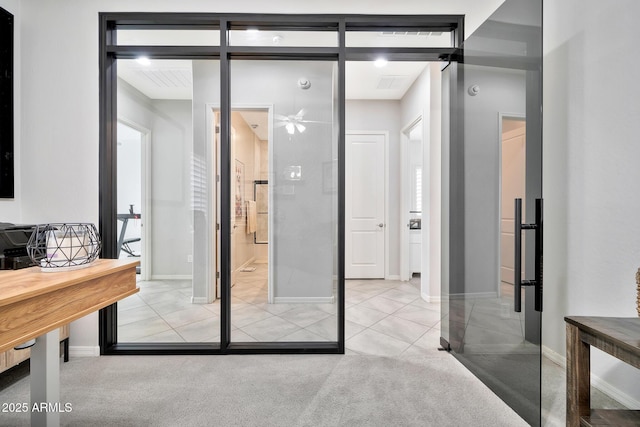 interior space with tile patterned flooring