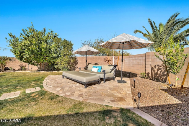 view of patio with an outdoor hangout area