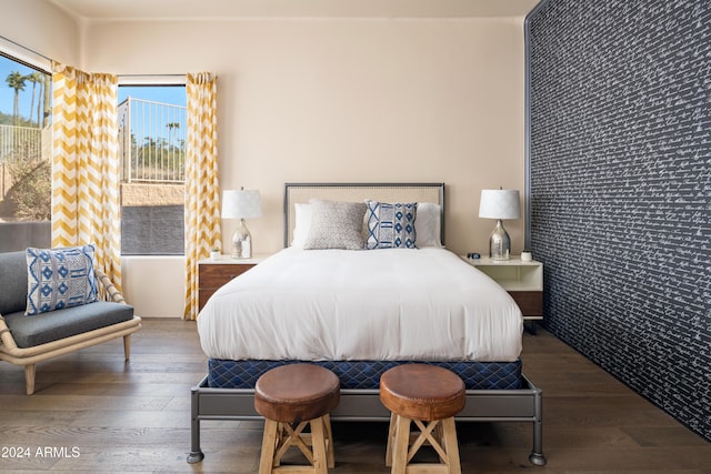 bedroom featuring dark hardwood / wood-style floors