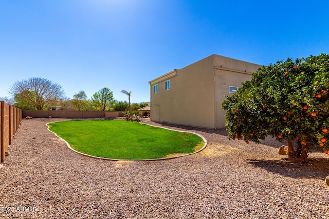 view of yard with a fenced backyard