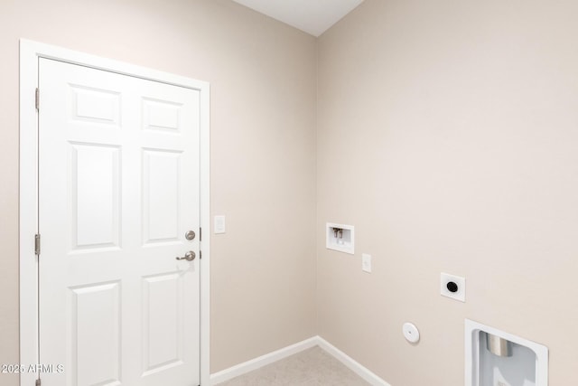 laundry room with washer hookup, light tile patterned floors, hookup for a gas dryer, and hookup for an electric dryer