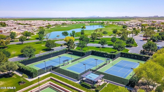 36145 N Desert Tea Dr, Queen Creek, AZ 85140 - aerial view of residential area featuring a water and mountain view and a golf club