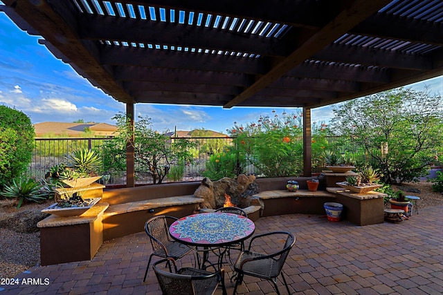 view of patio / terrace featuring a pergola