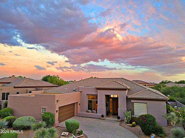 view of front of house with a garage