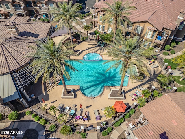 bird's eye view with a residential view