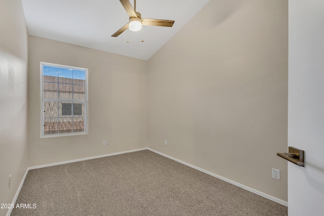 5808 E Brown Rd Unit 49, Mesa, AZ 85205 - spare room with carpet flooring, ceiling fan, baseboards, and lofted ceiling