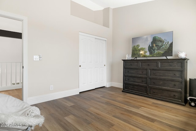 bedroom featuring a closet and hardwood / wood-style flooring