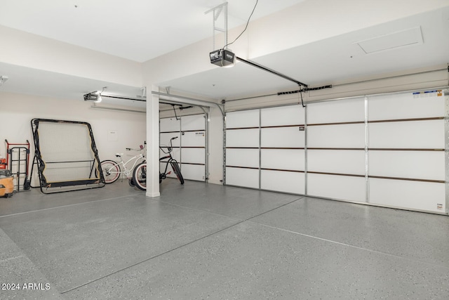 garage with a garage door opener