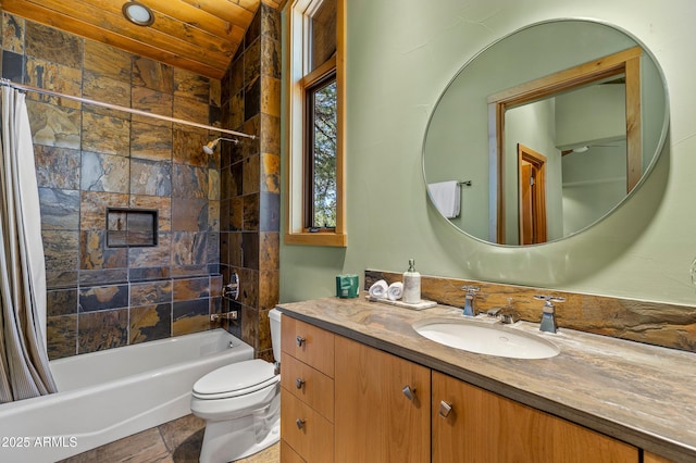 2096 William Palmer, Flagstaff, AZ 86005 - bathroom featuring toilet, shower / bathtub combination with curtain, and vanity