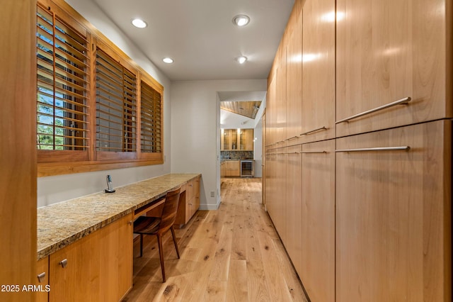 2096 William Palmer, Flagstaff, AZ 86005 - hall with recessed lighting, baseboards, light wood-type flooring, and beverage cooler