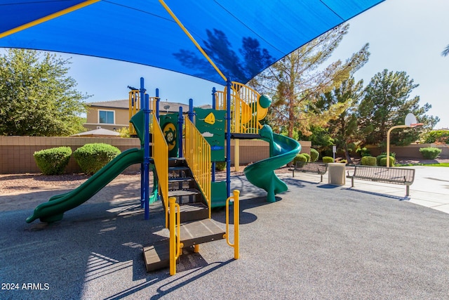 communal playground with fence