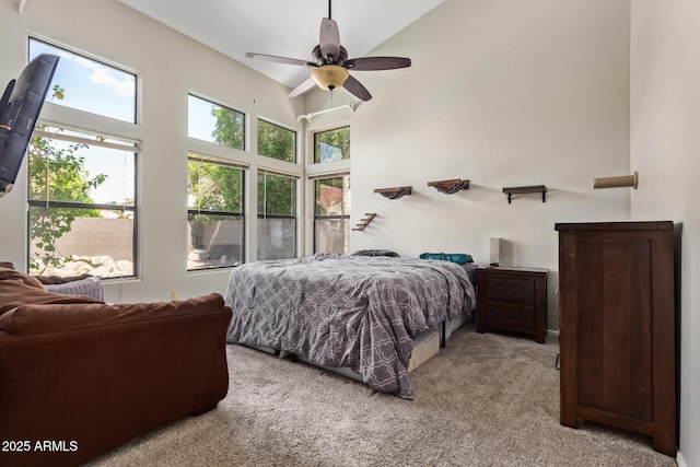 5428 W Wethersfield Dr, Glendale, AZ 85304 - carpeted bedroom featuring a high ceiling and a ceiling fan