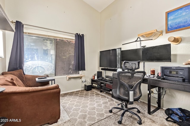 5428 W Wethersfield Dr, Glendale, AZ 85304 - office area featuring baseboards and lofted ceiling