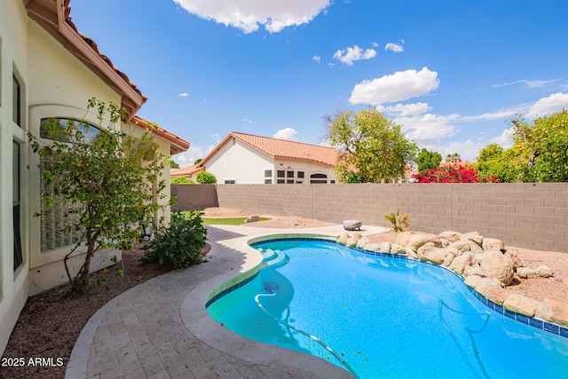 5428 W Wethersfield Dr, Glendale, AZ 85304 - view of swimming pool with a fenced backyard, a patio, and a fenced in pool