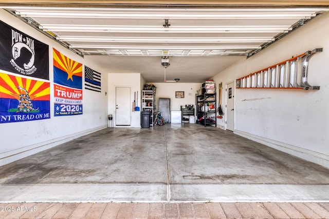 garage with a garage door opener