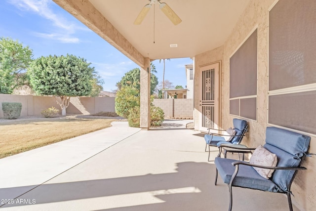 view of patio with ceiling fan