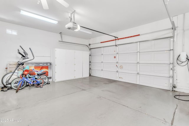 garage with a garage door opener