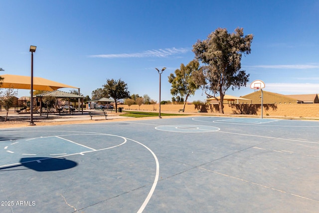 view of sport court featuring community basketball court and a gazebo