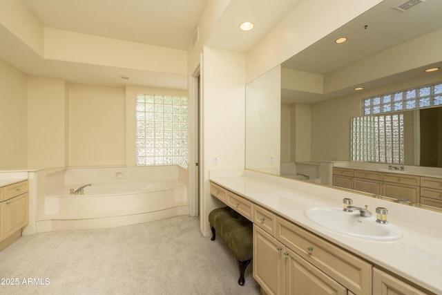 6917 E Night Glow Cir, Scottsdale, AZ 85266 - full bathroom featuring vanity, a bath, and recessed lighting