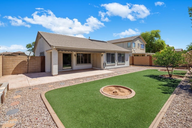 2615 W Silver Streak Way, San Tan Valley, AZ 85144 - rear view of property featuring a patio area, stucco siding, and a tile roof