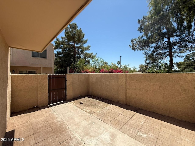 view of patio with a gate