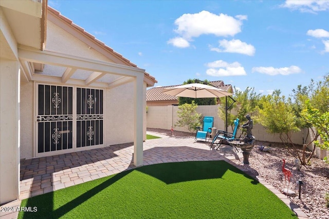 view of yard featuring a patio area