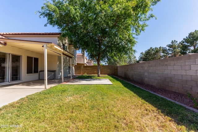 view of yard with a patio area