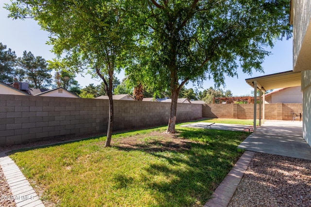 view of yard with a patio area