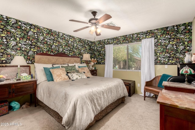 6031 N Milano Ct, Litchfield Park, AZ 85340 - bedroom featuring wallpapered walls, light colored carpet, and ceiling fan