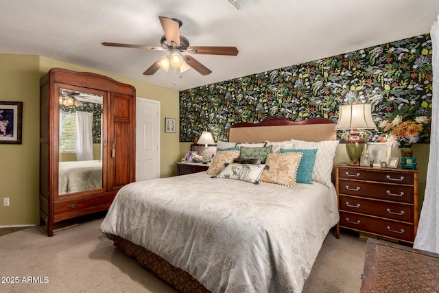 6031 N Milano Ct, Litchfield Park, AZ 85340 - bedroom featuring wallpapered walls, carpet floors, baseboards, and ceiling fan