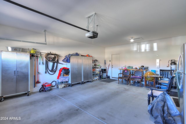 garage with a garage door opener