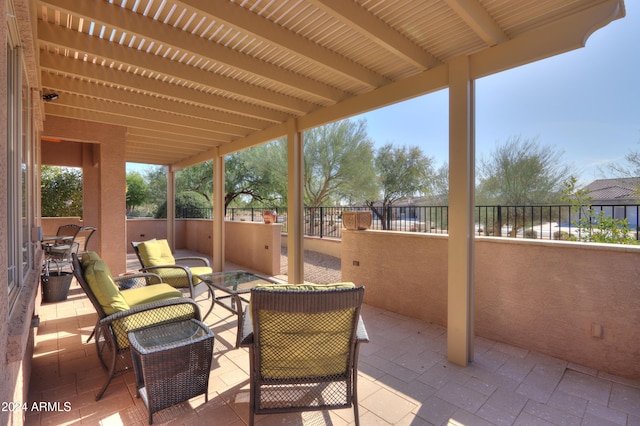 view of patio / terrace featuring a water view