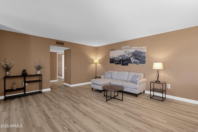 living room featuring light hardwood / wood-style floors