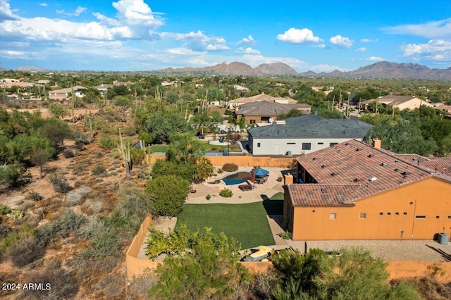 aerial view with a mountain view